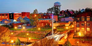 Night photo of Frederick creek area